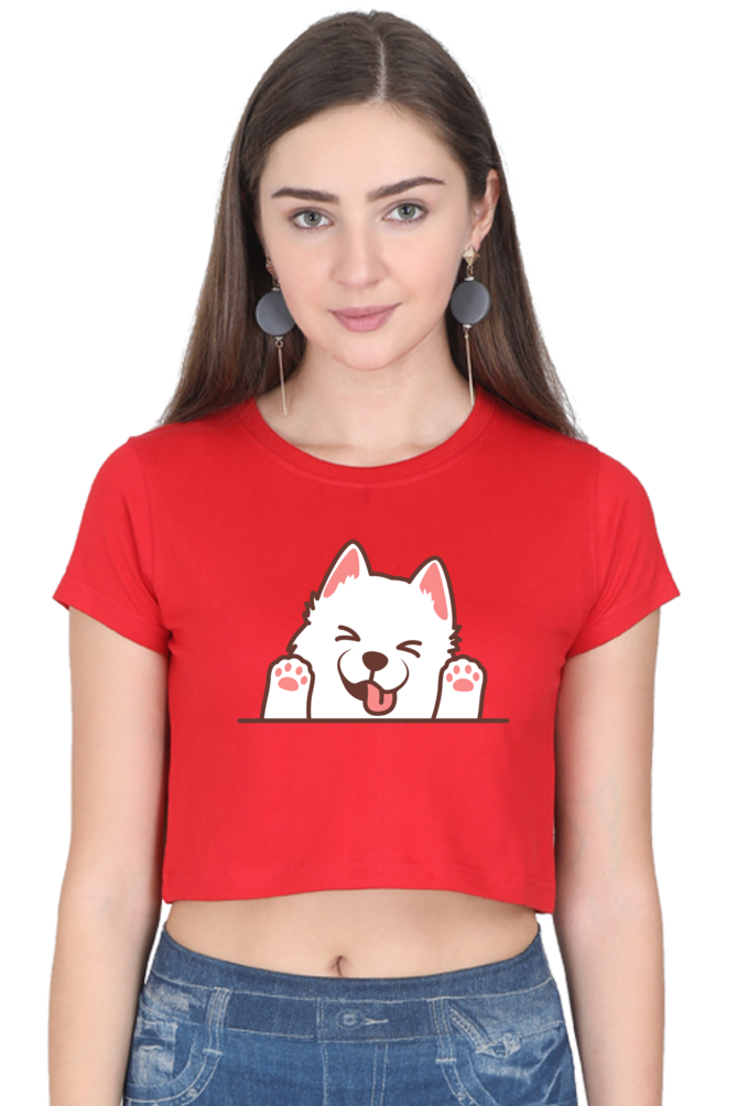 Funny meow face graphic Women cotton Crop Top