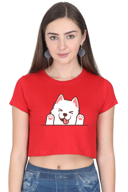 Funny meow face graphic Women cotton Crop Top