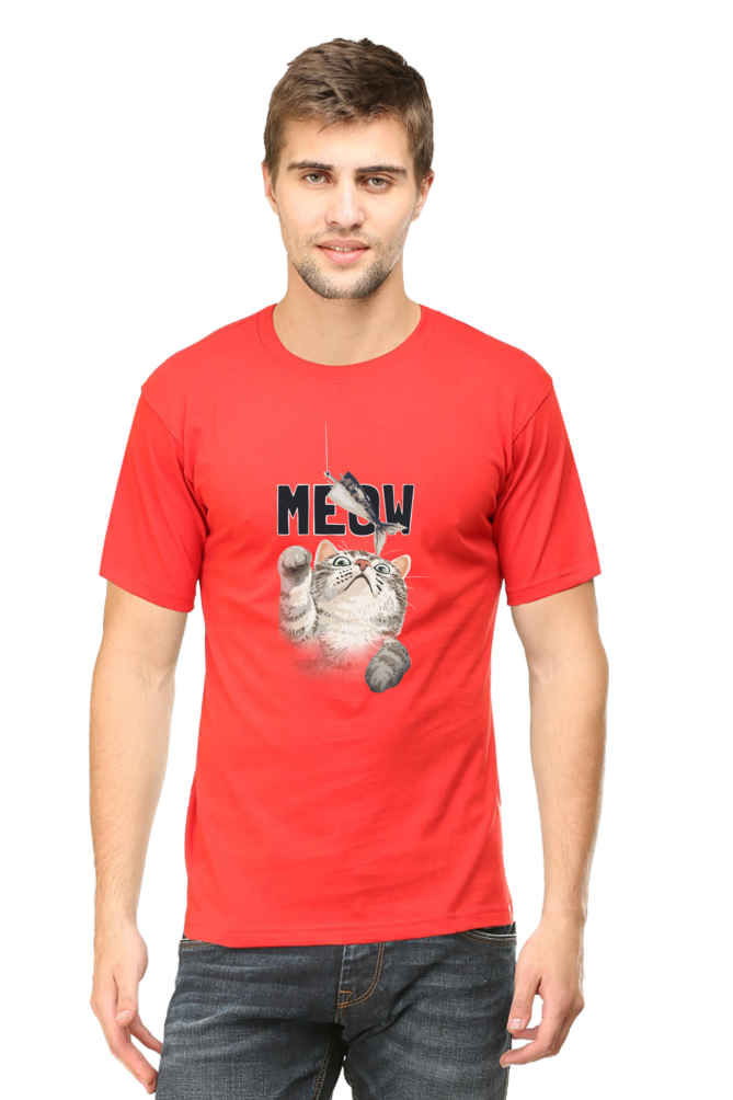 Meow Typography T-shirt with Artistic Cat Illustrator