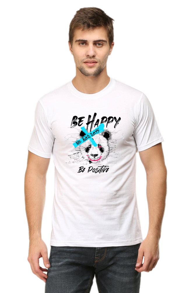 Panda Vibes Blue Cross Art on Cotton T-shirt