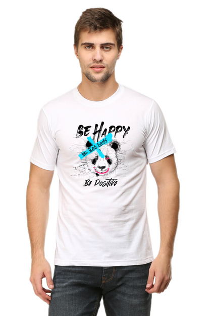 Panda Vibes Blue Cross Art on Cotton T-shirt