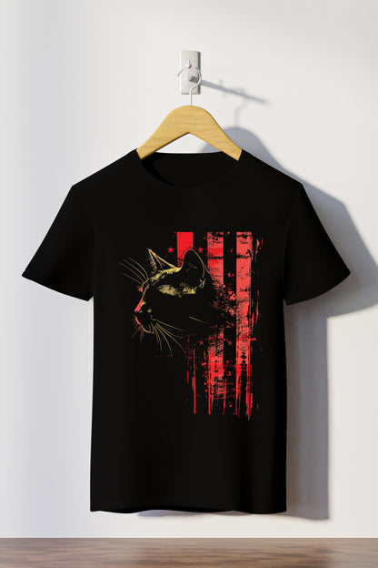 Cat face Brush Art Cotton T-shirt