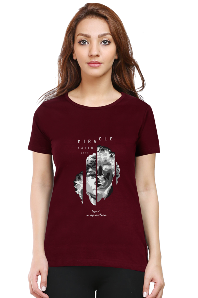 Creative Antique Face Art on Cotton T-Shirt