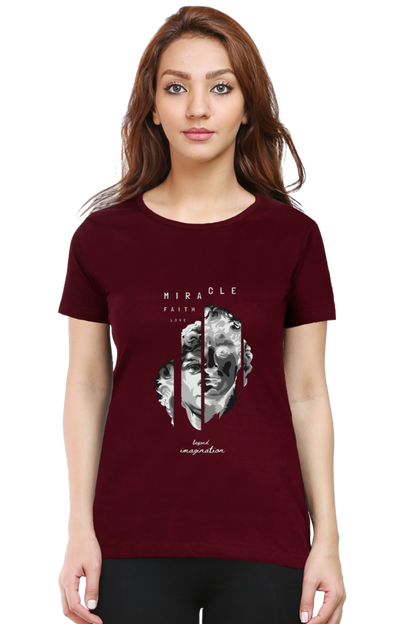 Creative Antique Face Art on Cotton T-Shirt