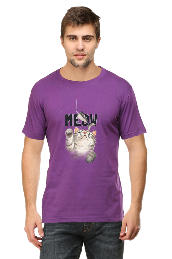 Meow Typography T-shirt with Artistic Cat Illustrator