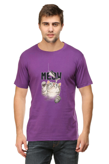 Meow Typography T-shirt with Artistic Cat Illustrator