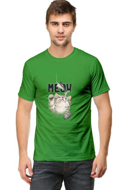 Meow Typography T-shirt with Artistic Cat Illustrator