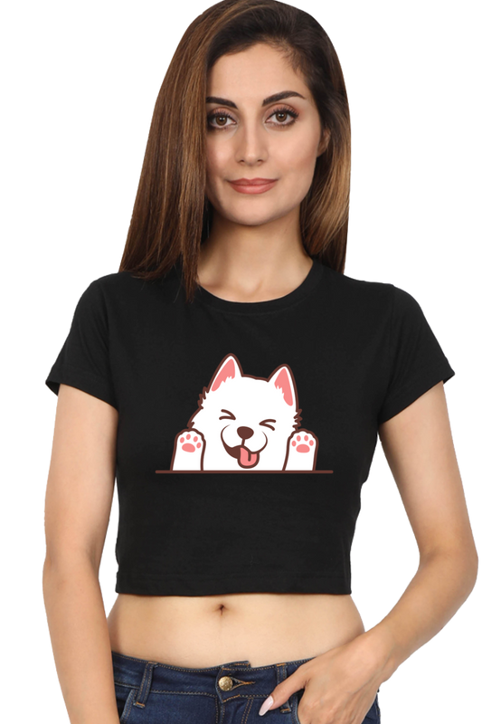 Funny meow face graphic Women cotton Crop Top