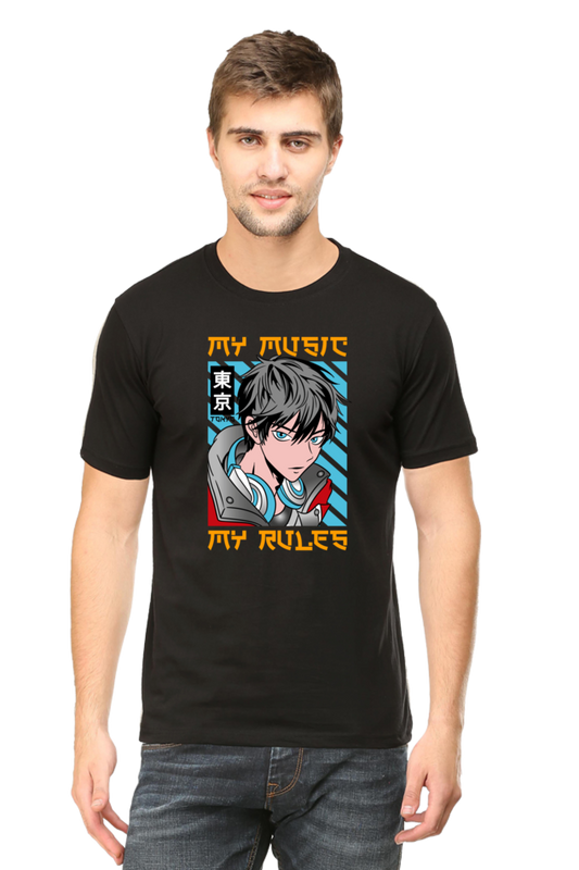 Rhythmic Anime  Music Typography Graphic Cotton Tee