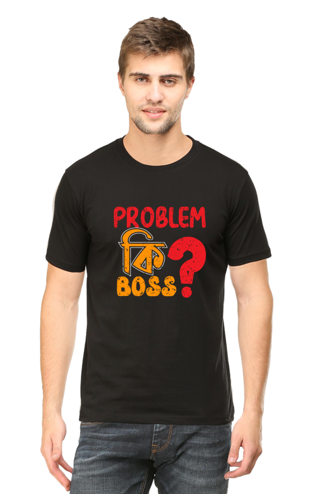 Cotton T-Shirt with 'Problem Ki Boss' Typography