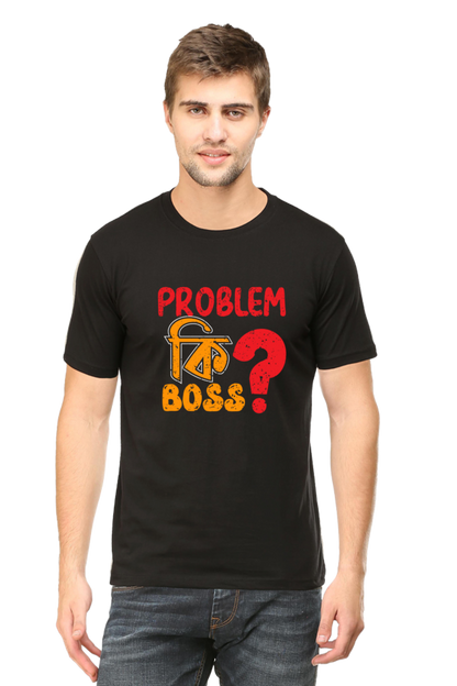 Cotton T-Shirt with 'Problem Ki Boss' Typography