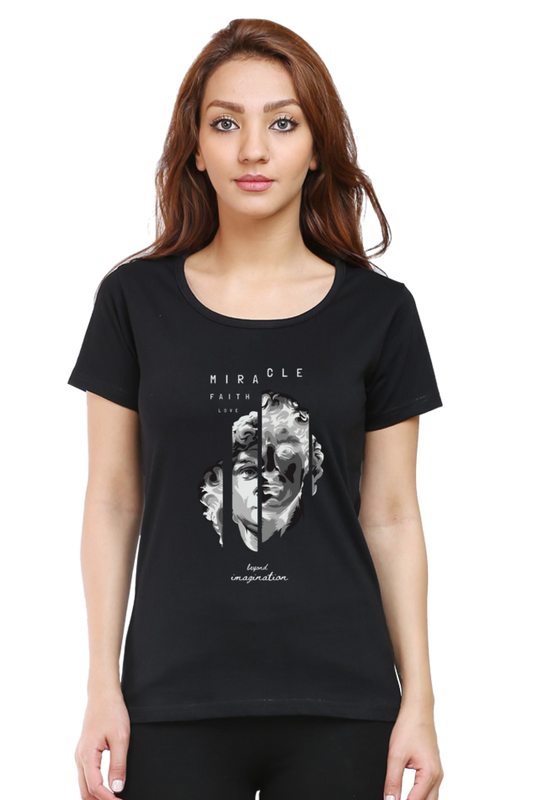 Creative Antique Face Art on Cotton T-Shirt