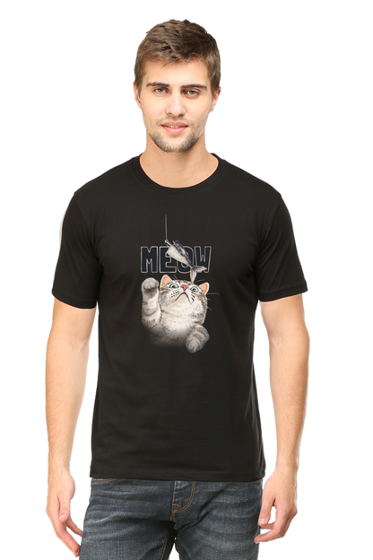 Meow Typography T-shirt with Artistic Cat Illustrator