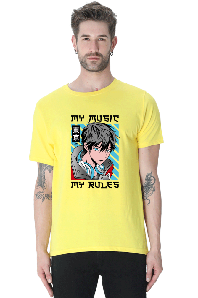 Rhythmic Anime  Music Typography Graphic Cotton Tee