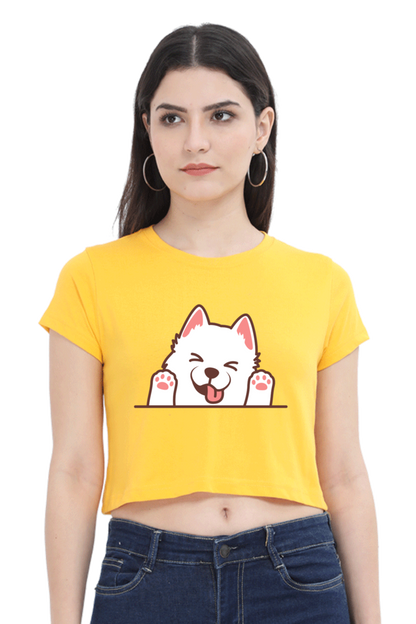 Funny meow face graphic Women cotton Crop Top