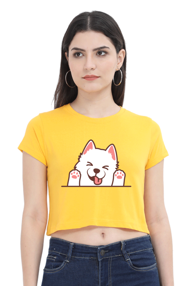 Funny meow face graphic Women cotton Crop Top