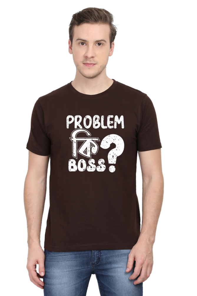 Round Neck Cotton T-Shirt with Bold - Problem Ki Boss - Typography