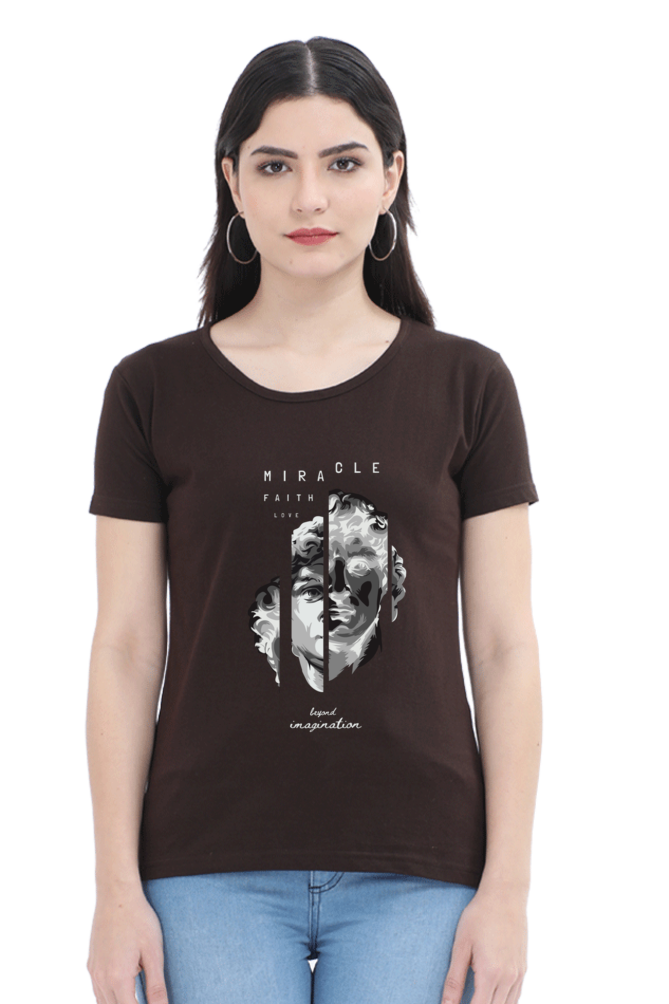 Creative Antique Face Art on Cotton T-Shirt