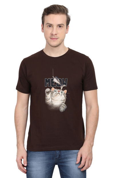 Meow Typography T-shirt with Artistic Cat Illustrator