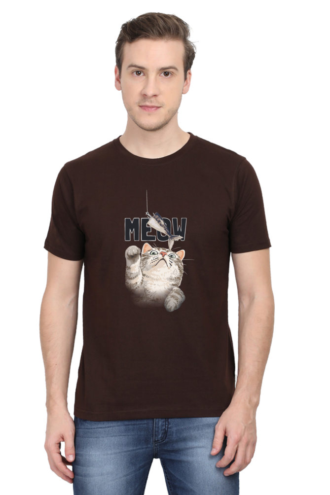 Meow Typography T-shirt with Artistic Cat Illustrator