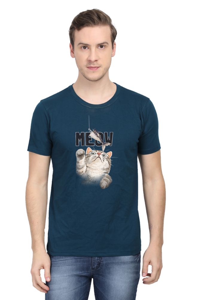 Meow Typography T-shirt with Artistic Cat Illustrator