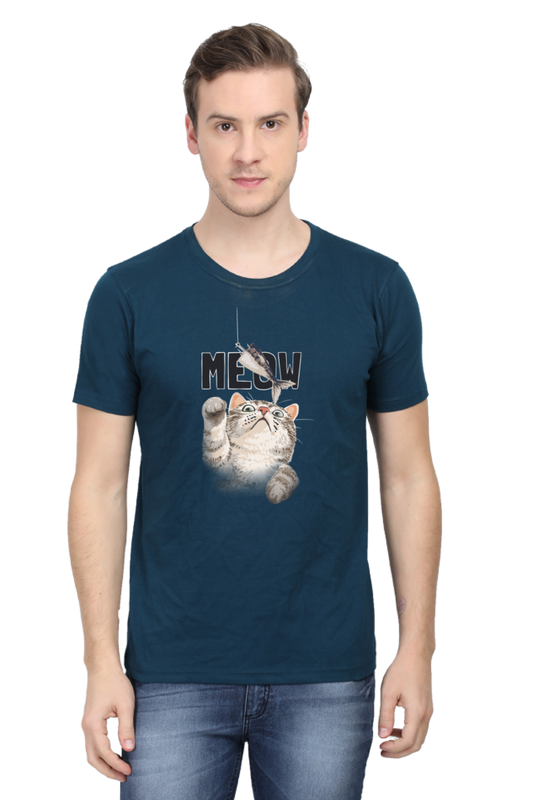 Meow Typography T-shirt with Artistic Cat Illustrator