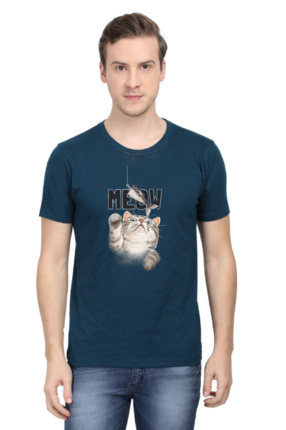 Meow Typography T-shirt with Artistic Cat Illustrator