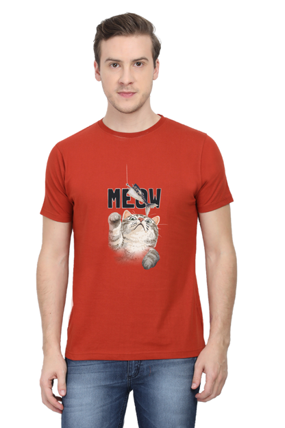 Meow Typography T-shirt with Artistic Cat Illustrator