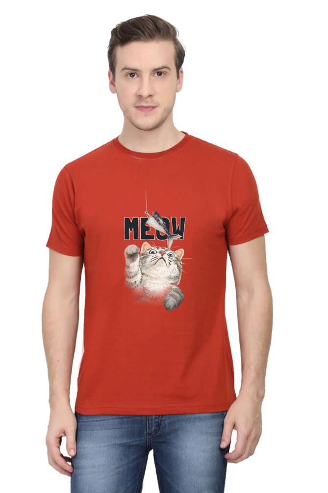 Meow Typography T-shirt with Artistic Cat Illustrator