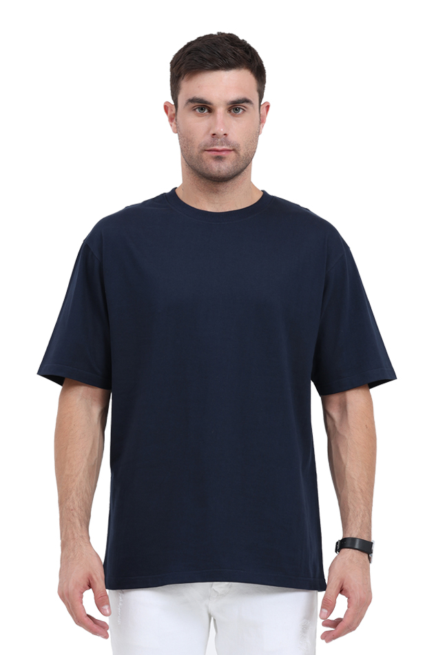 Classic Dropsholder Navy Blue Cotton T-Shirt for Men