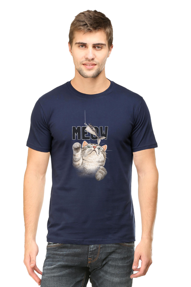 Meow Typography T-shirt with Artistic Cat Illustrator