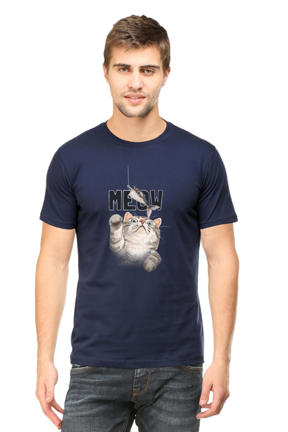 Meow Typography T-shirt with Artistic Cat Illustrator