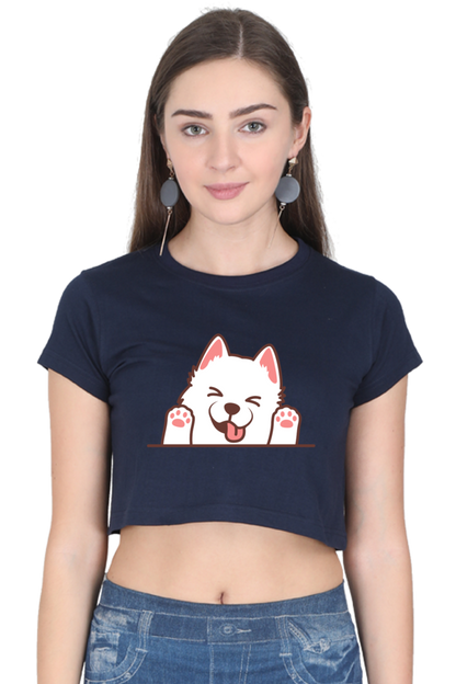 Funny meow face graphic Women cotton Crop Top