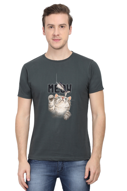 Meow Typography T-shirt with Artistic Cat Illustrator