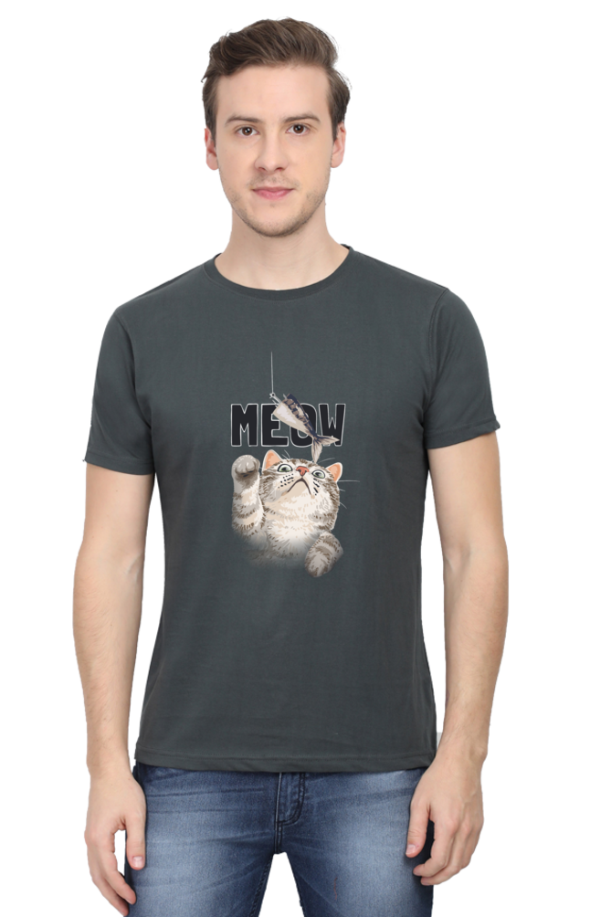 Meow Typography T-shirt with Artistic Cat Illustrator