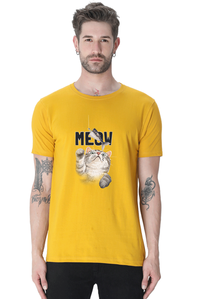 Meow Typography T-shirt with Artistic Cat Illustrator