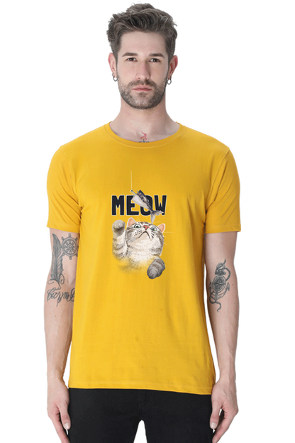 Meow Typography T-shirt with Artistic Cat Illustrator