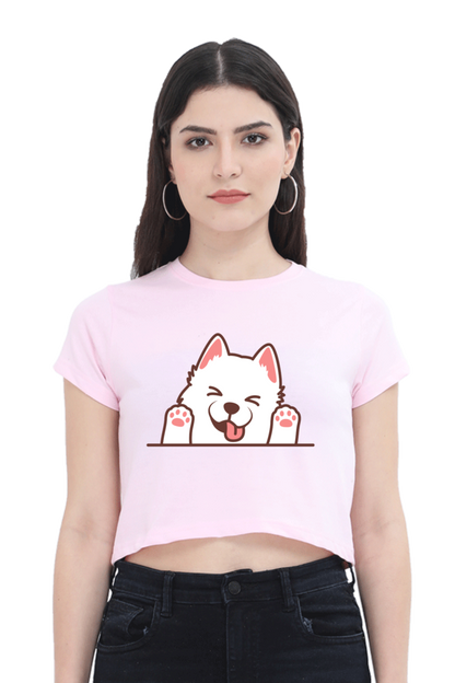 Funny meow face graphic Women cotton Crop Top