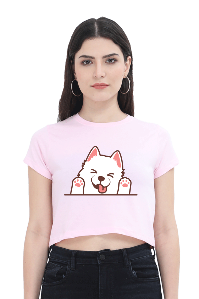 Funny meow face graphic Women cotton Crop Top