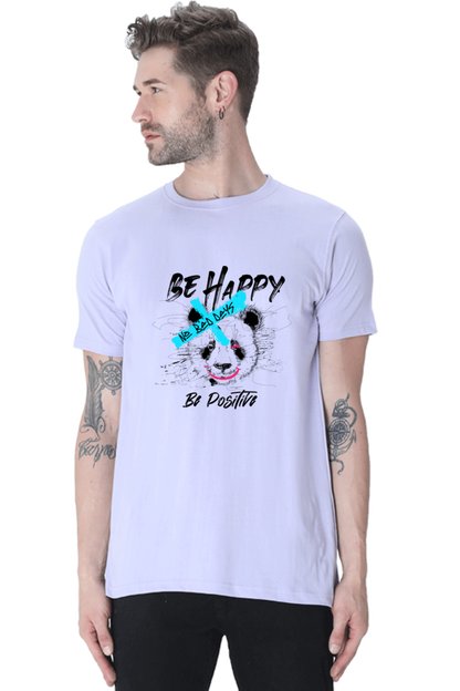 Panda Vibes Blue Cross Art on Cotton T-shirt