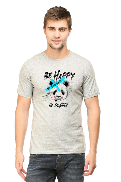 Panda Vibes Blue Cross Art on Cotton T-shirt