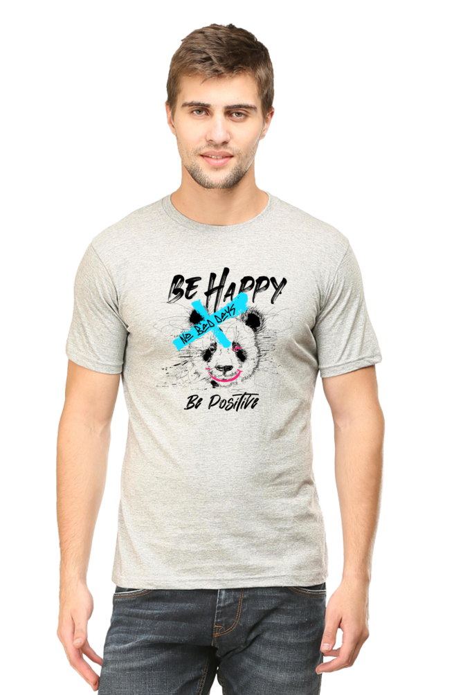 Panda Vibes Blue Cross Art on Cotton T-shirt