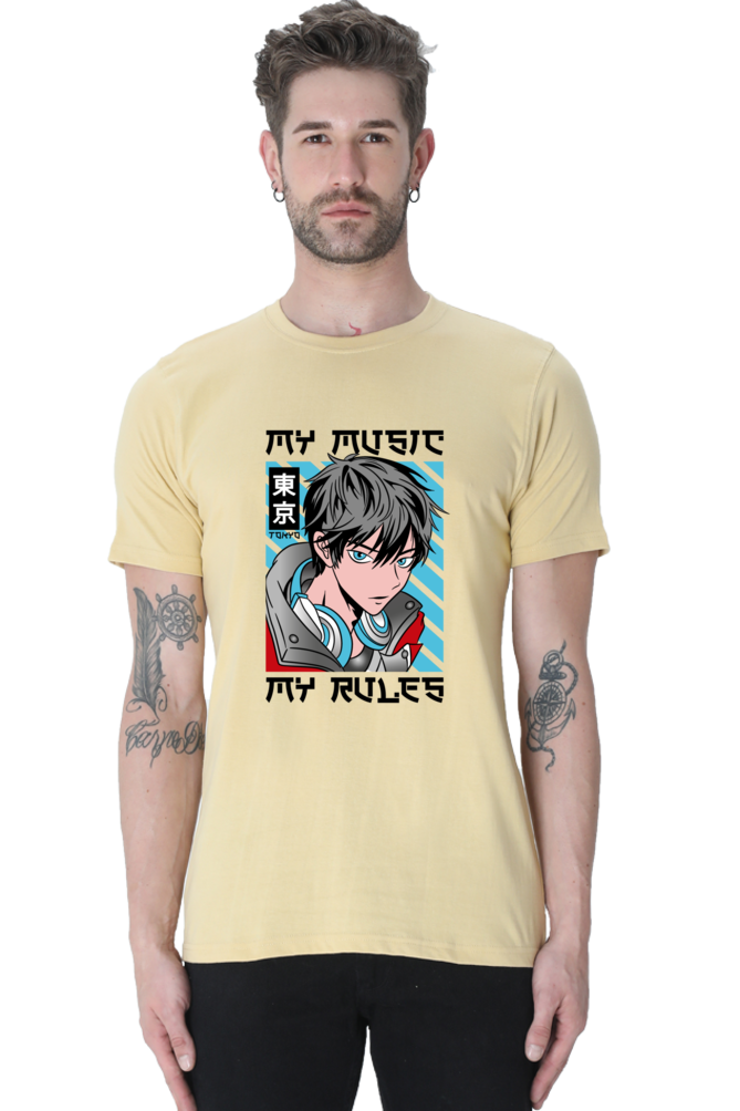 Rhythmic Anime  Music Typography Graphic Cotton Tee