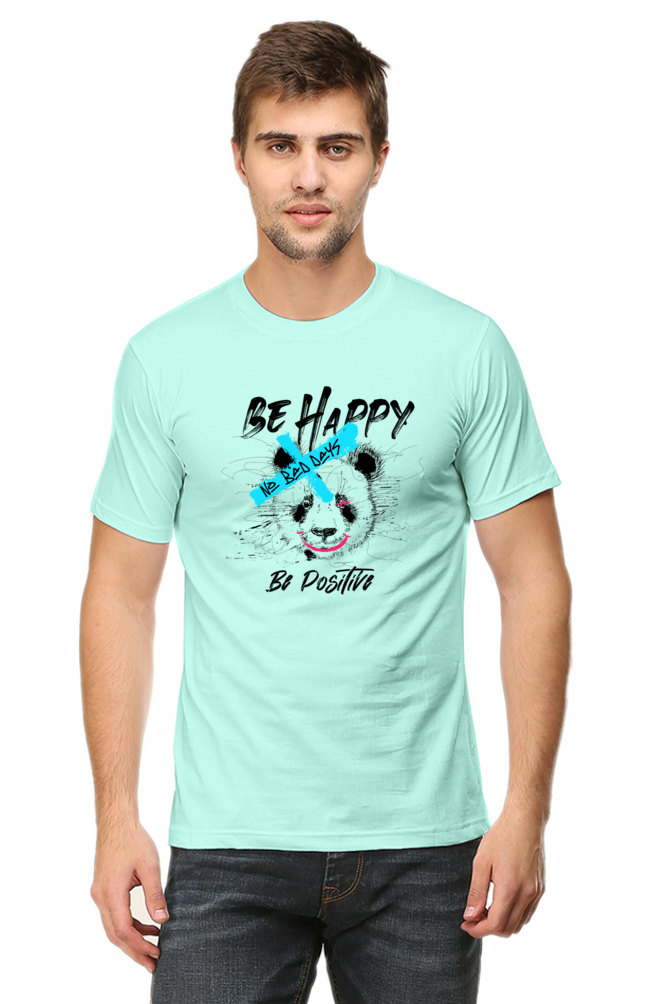 Panda Vibes Blue Cross Art on Cotton T-shirt