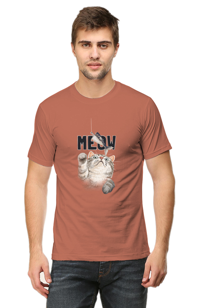 Meow Typography T-shirt with Artistic Cat Illustrator