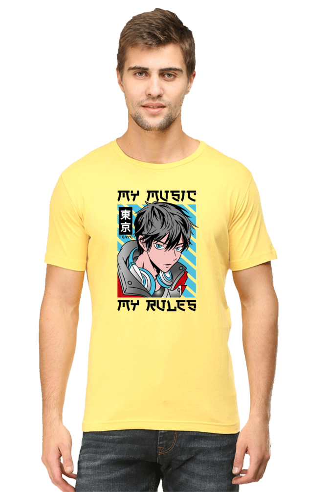 Rhythmic Anime  Music Typography Graphic Cotton Tee