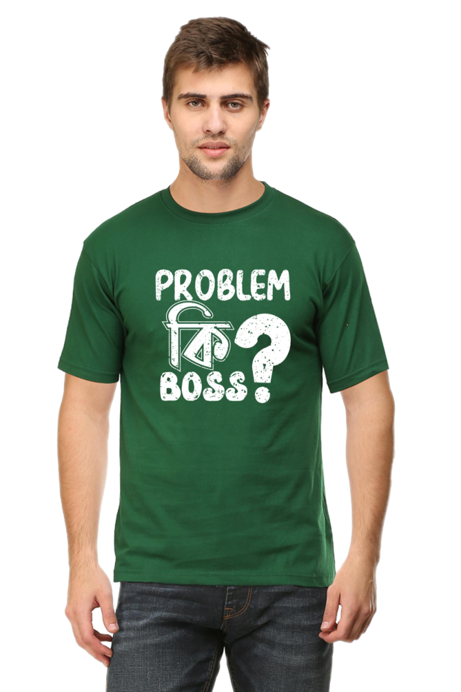 Round Neck Cotton T-Shirt with Bold - Problem Ki Boss - Typography