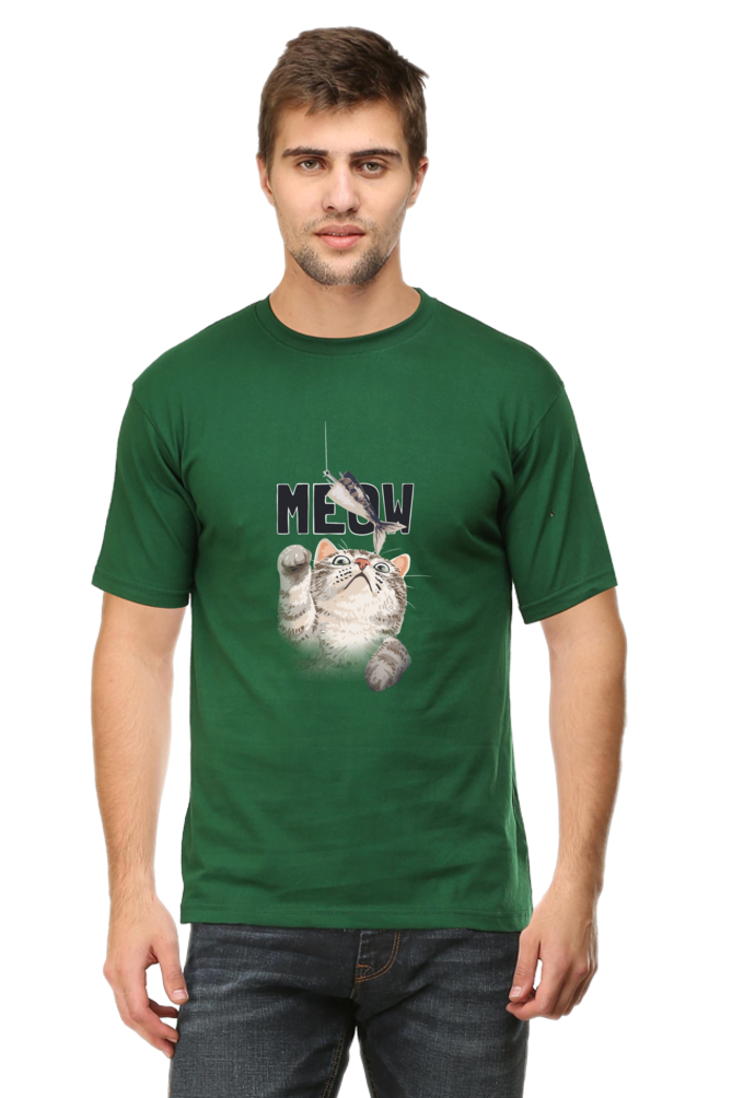 Meow Typography T-shirt with Artistic Cat Illustrator