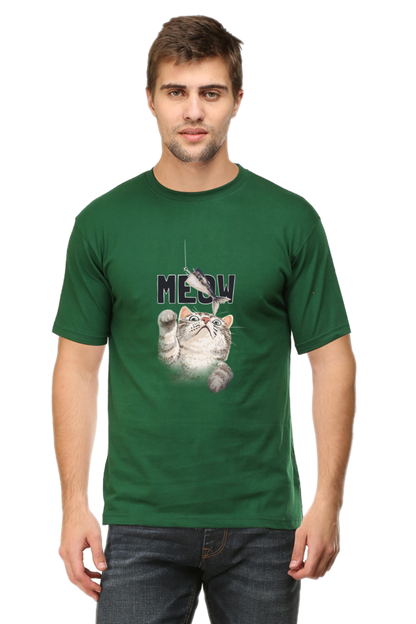 Meow Typography T-shirt with Artistic Cat Illustrator