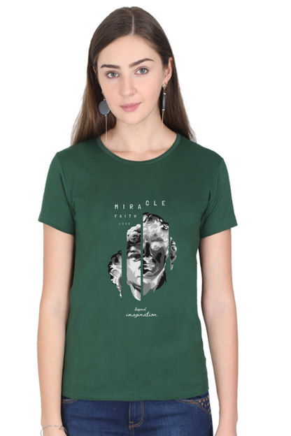 Creative Antique Face Art on Cotton T-Shirt